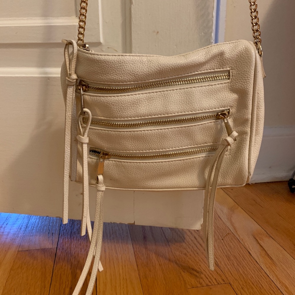 White/cream cross over body purse bag